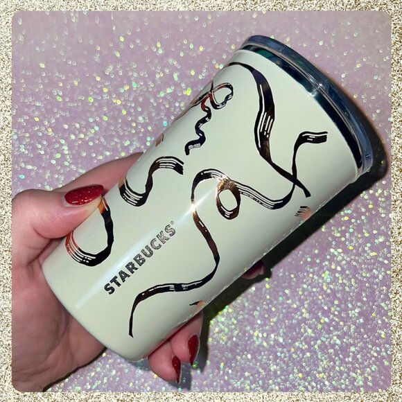 🎄🎀 NWT 2025 Starbucks White Ribbon Tumbler Tall 12oz SS Tumbler - Picture 4 of 6